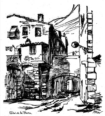 Dibuix del carrer publicat per Ramon Prior a l'article de Jaume Marqu&egrave;s
