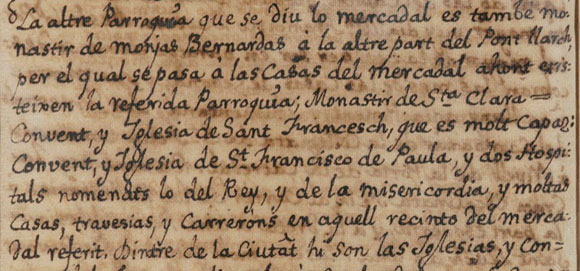 Descripci&oacute; del barri del Mercadal. 1770-1779