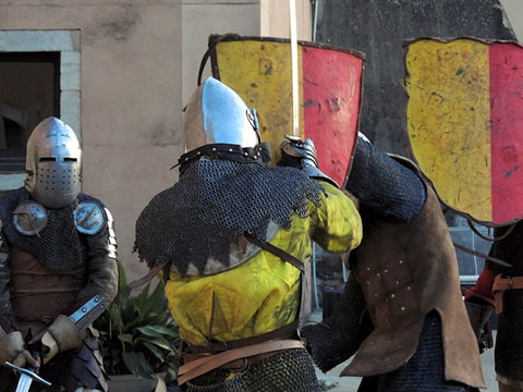 Taller sobre la vida militar i l'her&agrave;ldica a la Girona medieval. Demostraci&oacute; de combat medieval