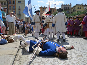 Girona resisteix! Jornades de recreaci&oacute; hist&ograve;rica de la Guerra de Successi&oacute;. Escaramussa al Pont de Pedra