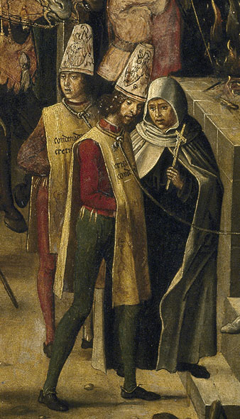 Auto de Fe presidido por Santo Domingo de Guzm&aacute;n, Pedro Berruguete, ca. 1500. Museo del Prado