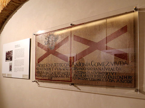 Gramalleta d'Ant&ograve;nia G&oacute;mez, juda&iuml;tzant reconciliada. Tela de sac. 1619. Museu Dioces&agrave; de Tui - Vigo