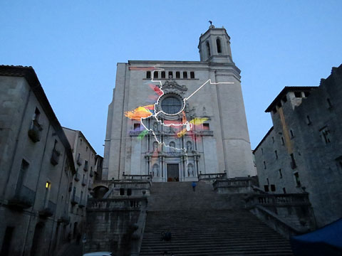 Proves abans de la projecci&oacute; del mapping a la fa&ccedil;ana de la Catedral