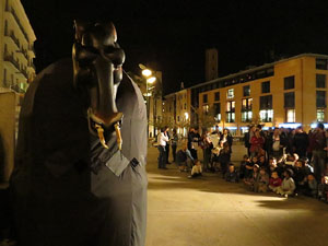 Fires de Girona 2014. Presentaci&oacute; de la Mula Baba amb la Girona Marxing Band