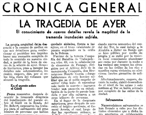 Fragment de El Pirineo del 19 d'octubre de 1940, amb la not&iacute;cia de la trag&egrave;dia al pont de Can Vidal sobre el G&uuml;ell