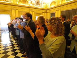 Diada Nacional 2015. Acte institucional al Sal&oacute; de descans del Teatre Municipal de Girona