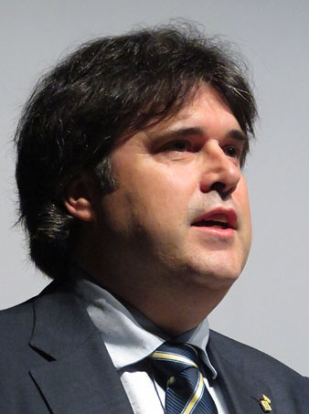 Pere Vila, president de la Diputaci&oacute; de Girona, durant la seva intervenci&oacute;
