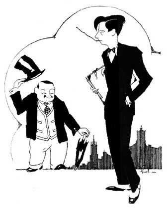 Autocaricatura de Fiol amb el senyor Narc&iacute;s