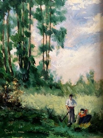Paisatge, 1937. Oli sobre cartr&oacute;, 20 x 25 cm