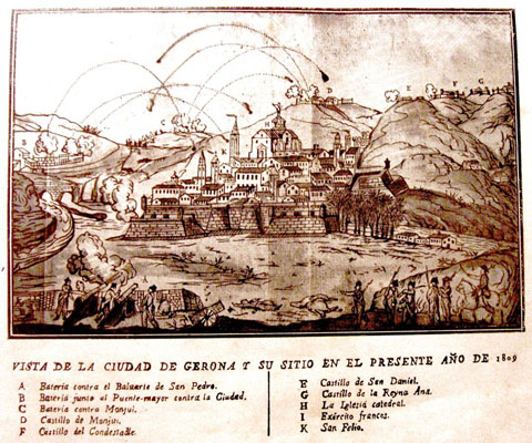 Vista de la ciudad de Gerona y su sitio en el presente a&ntilde;o de 1809