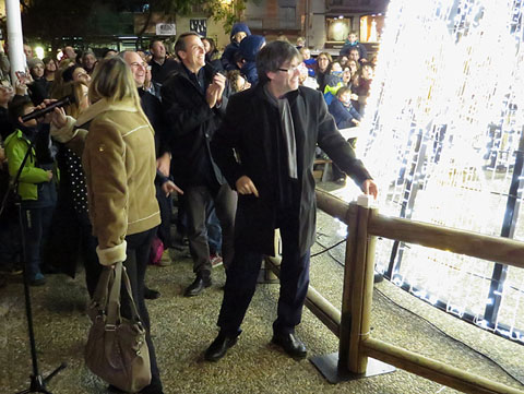 Moment de l'encesa oficial dels llums de Nadal a la pla&ccedil;a Catalunya