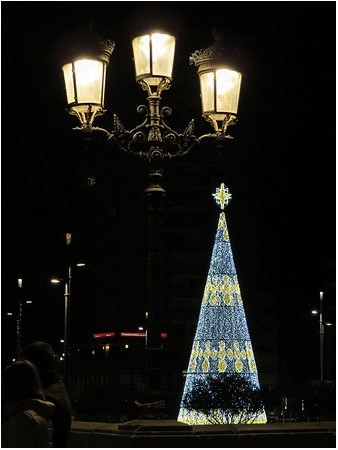 L'arbre de Nadal de la pla&ccedil;a Catalunya, des del Pont de Pedra