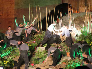 Temps de Flors 2016. Espectacle Lymbus, a c&agrave;rrec de Comediants, a les escales de Sant Feliu