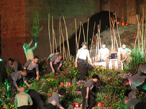 Temps de Flors 2016. Espectacle Lymbus, a c&agrave;rrec de Comediants, a les escales de Sant Feliu