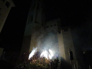 Temps de Flors 2016. Espectacle Lymbus, a c&agrave;rrec de Comediants, a les escales de Sant Feliu