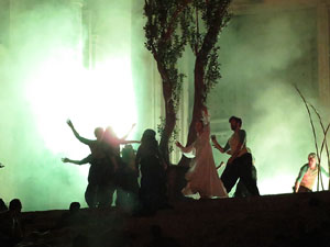Temps de Flors 2016. Espectacle Lymbus, a c&agrave;rrec de Comediants, a les escales de Sant Feliu