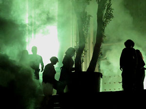 Temps de Flors 2016. Espectacle Lymbus, a c&agrave;rrec de Comediants, a les escales de Sant Feliu