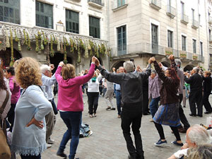 Temps de Flors 2016. Sardanes a la pla&ccedil;a del Vi amb la cobla Flama de Farners