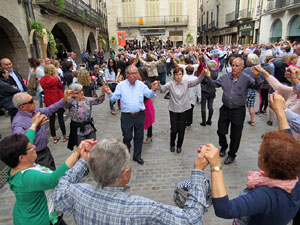 Temps de Flors 2016. Sardanes a la pla&ccedil;a del Vi amb la cobla Flama de Farners