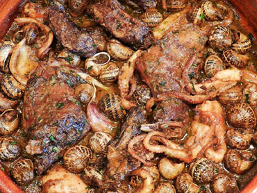 Conill de bosc amb pops i cargols