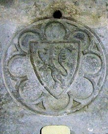 Escut de la fam&iacute;lia Foix&agrave; en una ossera del segle XIV