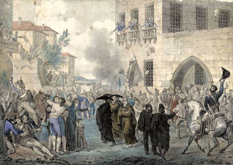 Assalt al palau de la Inquisici&oacute;, Barcelona 1820. Destrucci&oacute; de la Inquisici&oacute; a Barcelona