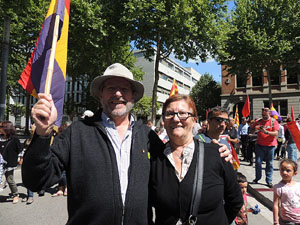 Manifestaci&oacute; de l'1 de maig pels carrers de Girona