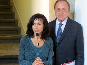 Inauguraci&oacute; d'un bust d'Agust&iacute; Riera i Pau, obra de Ci&oacute;  Abell&iacute; a la Diputaci&oacute; de Girona