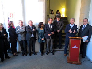 Inauguraci&oacute; d'un bust d'Agust&iacute; Riera i Pau, obra de Ci&oacute;  Abell&iacute; a la Diputaci&oacute; de Girona