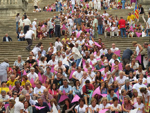 Assaig punter de la Via Lliure a la Diagonal de Barcelona, a les escales de la Catedral