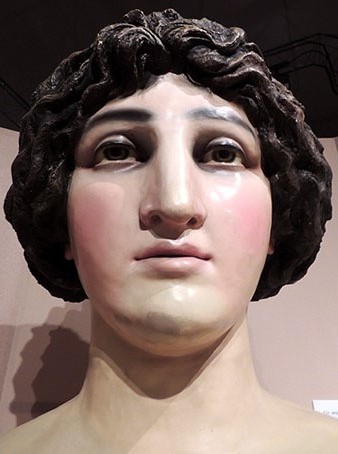 Cap de la geganta d'Olot, a l'exposici&oacute;
