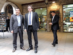 Homenatge als germans Roca del Celler de Can Roca. Arribada a la pla&ccedil;a del Vi
