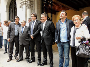Homenatge als germans Roca del Celler de Can Roca. Arribada a la pla&ccedil;a del Vi