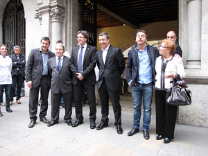 Homenatge als germans Roca del Celler de Can Roca. Arribada a la pla&ccedil;a del Vi