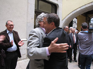 Homenatge als germans Roca del Celler de Can Roca. Arribada a la pla&ccedil;a del Vi