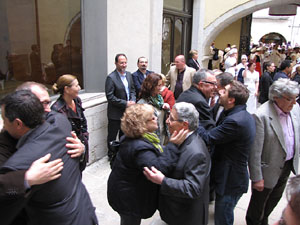 Homenatge als germans Roca del Celler de Can Roca. Arribada a la pla&ccedil;a del Vi