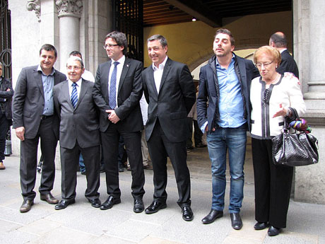 Homenatge als germans Roca del Celler de Can Roca. Arribada a la pla&ccedil;a del Vi