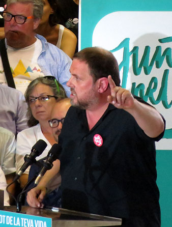 Oriol Junqueras en un moment de la seva intervenci&oacute;