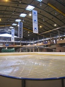 Preparaci&oacute; de la pista de gel a Fira de Girona