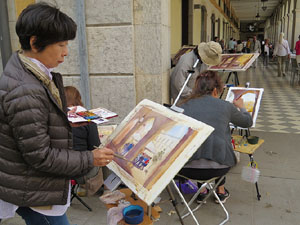 Trobada d'aquarel&middot;listes a la pla&ccedil;a Independ&egrave;ncia