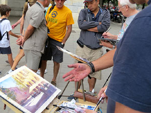 Trobada d'aquarel&middot;listes a la pla&ccedil;a Independ&egrave;ncia