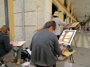 Trobada d'aquarel&middot;listes a la pla&ccedil;a Independ&egrave;ncia