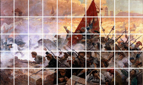 El quadre original d'Antoni Estruch, fragmentat
