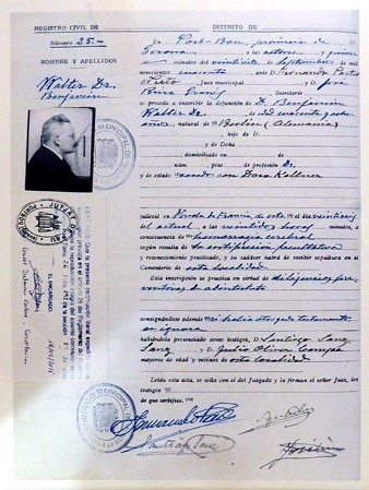Inscripci&oacute; de la defunci&oacute; de Walter Benjamin al Registre Civil