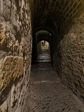 El carrer de Sant Lloren&ccedil; il&middot;luminat amb espelmes fins l'entrada al Centre Bonastruc &ccedil;a Porta