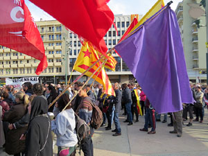 Manifestaci&oacute; de l'1 de maig a la pla&ccedil;a de l'U d'octubre de 2017