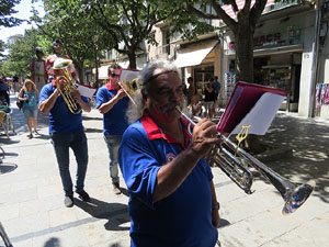 Cercavila amb els gegants i capgrossos de Girona, els de Torroella de Montgr&iacute; i els del Grupo Cultural Aserr&iacute; de Costa Rica