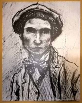 Autoretrat amb gorra. Ca. 1915. Carb&oacute; sobre paper. AHCOAC-G