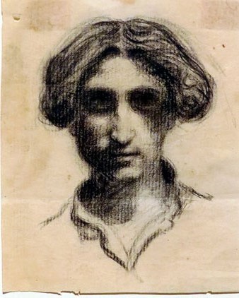 Autoretrat. Ca. 1915. Ll&agrave;pis morat sobre paper. Museu d'Hist&ograve;ria de Girona