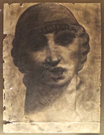 Cap femen&iacute;. Carb&oacute; sobre paper. Ca. 1916. Museu d'Hist&ograve;ria de Girona